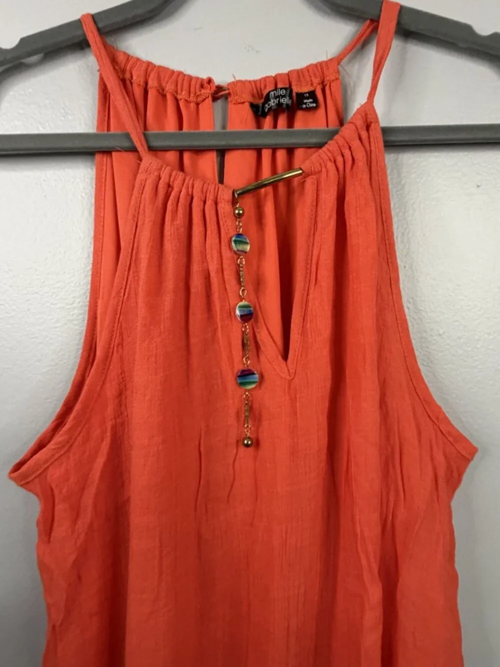 Mlle Gabrielle Womens Orange High-Low Sleeveless Maxi Dress 1X